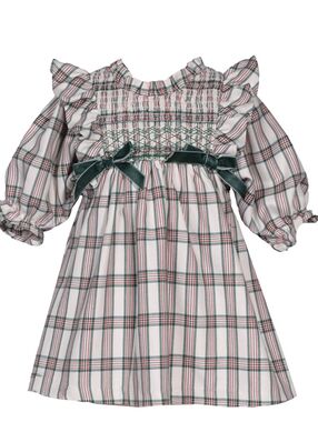 Bonnie Baby Baby Girls Three Quarter Sleeved Plaid Dress 12 M New